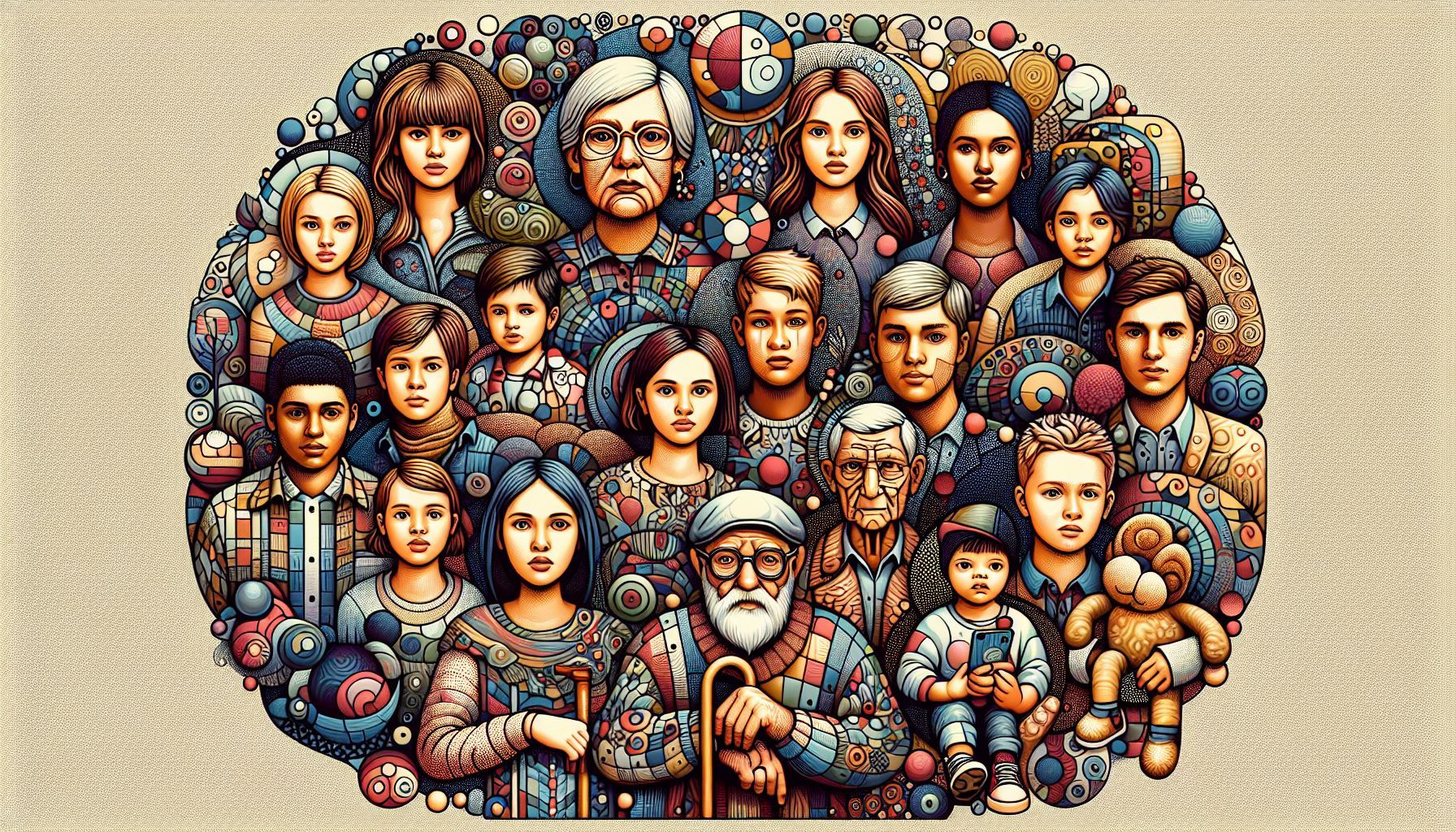 Illustration of a diverse group of people representing different demographics and psychographics